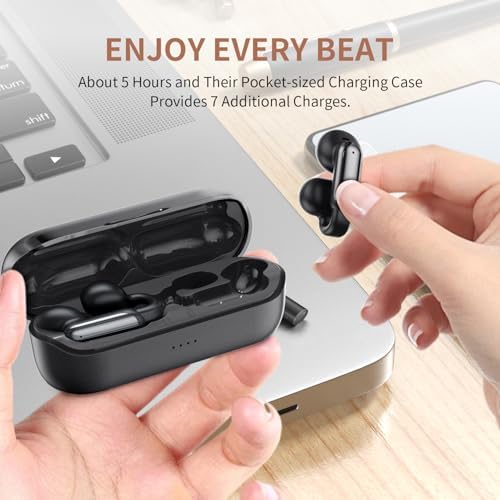 Premium Clip-On Bluetooth 5.4 Earbuds | Open Ear Sport Headphones with 35-Hour Battery Life for All-Day Listening | Ultra-Lightweight Wireless Earphones Featuring Crystal-Clear Voice Calls & Integrated Microphone | Ideal for Fitness and Outdoor Adventures (Sleek Black)