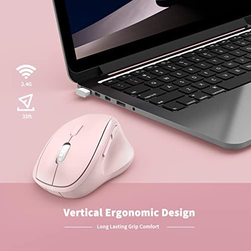 Revolutionize Your Workspace with the Green Ergonomic Wireless Mouse – Superior Vertical Design for Ultimate Comfort, Silent Clicks for Distraction-Free Focus, Long-Lasting Battery Life Powered by 1 AA Battery, Precision Control Up to 1600 DPI with USB Receiver Compatibility for PCs, Laptops, and Desktops