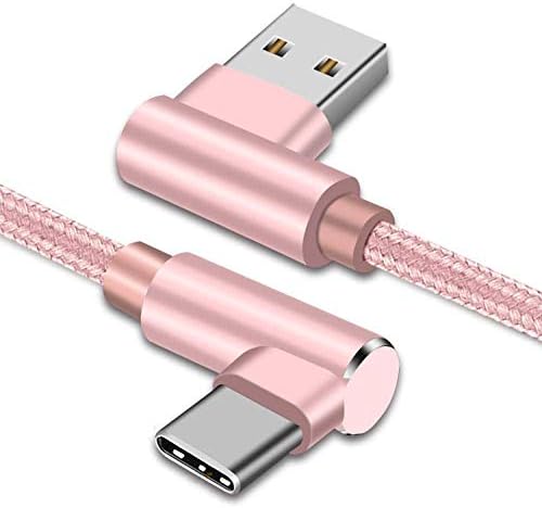 90-Degree Right Angle USB C Cable – Braided Type C Cord for Fast Charging & Data Transfer – Compatible with Galaxy S10, S20, Note10, LG Stylo 4, Moto Z2 & More – Versatile 3 FT, 6 FT, 10 FT Lengths – Durable & Tangle-Free Solution for Gaming & Streaming – Enhance Port Longevity & Convenience