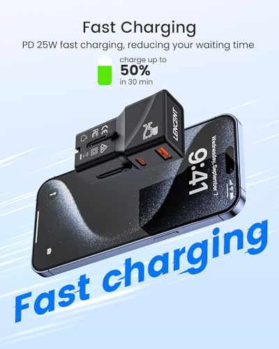 LENCENT Global Travel Power Adapter – Compact High-Speed PD 20 W & QC 3.0 Universal Charger for Seamless International Use – Lightweight Outlet Converter for US, UK, EU, Japan & More – Essential Fast Charging Solution for World Travelers