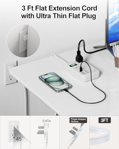 International Travel Power Adapter with 6 USB Ports and 4 AC Outlets – Versatile Plug Converter for European Destinations Including UK, France, Italy, and Germany – Compact 3 ft Extension Cord with Surge Protection for Enhanced Device Safety and Charging Efficiency