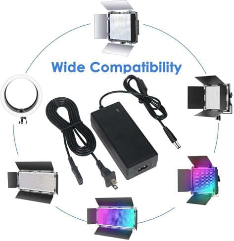 Reliable 15 V AC/DC Power Adapter for GVM Great Video Maker Series – Seamless Compatibility with 520 S, 560 AS, 672 S, 680 RS & 480 LS Soft Light Panels – Fast Charging, Durable Design for Professional Photography & Videography – Essential Power Supply for Uninterrupted Bi-Color LED Lighting Performance