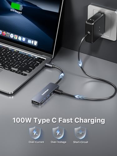 Transform Your Tech Experience with the Dockteck 7-in-1 USB C Hub Multiport Adapter – Ultimate 4 K HDMI, High-Speed Ethernet, 100 W PD Charging, Dual USB 3.0 Ports & SD/TF Card Reader for Mac Book, i Pad, HP, Dell XPS & More – Perfect for Seamless Connectivity and Enhanced Productivity!