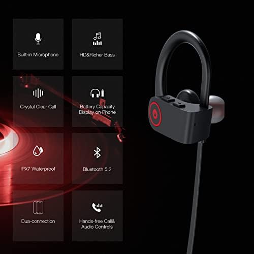Boean Bluetooth 5.3 Wireless Earbuds – IPX7 Waterproof Running Headphones with 16 Hours Battery Life, Immersive Stereo Sound Isolation, and Enhanced Device Compatibility for Workout Enthusiasts and Active Lifestyles