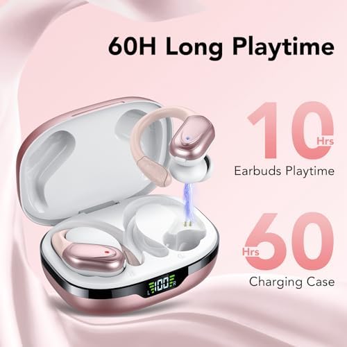 Unleash the Power of Sound with CASCHO Bluetooth 5.3 Wireless Earbuds – 60-Hour Playtime, Deep Bass Immersion, and IPX7 Waterproof Sports Design for Ultimate Active Lifestyle Compatibility with Android & i OS Devices