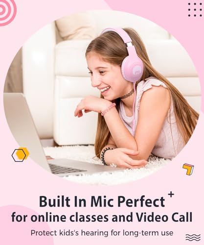 Rockpapa C24 Foldable Kids Headphones with Microphone – Lightweight Wired Audio Solution in Eye-Catching Purple & Green for School, Travel, and Play – Ideal for Young Listeners with Enhanced Compatibility and Superior Portability