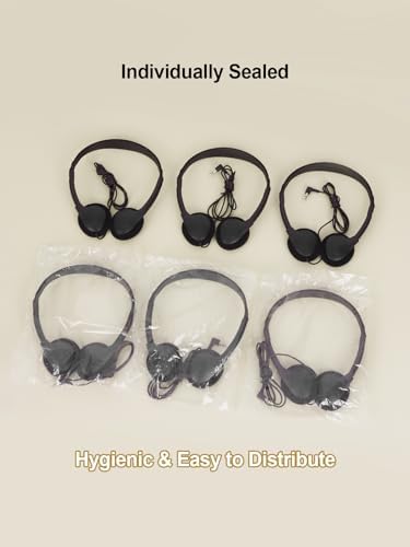 Classroom-Ready 25 Pack Wired Headphones – Lightweight On-Ear Earphones with Adjustable Headband for Students – Durable Audio Solution for Engaging Group Learning & Multimedia Experiences – Perfect for Educational Environments