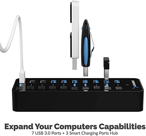 SABRENT 7-Port USB-C Hub: Maximize Efficiency with 3 USB-A & 4 USB-C Ports, 5 Gbps USB 3.2 Speed, 20 W PD Charging, Smart Power Control & LED Indicators – Ideal for Mac, PC, Steam Deck, ROG Ally – Stylish Aluminum Build for Durability & Performance