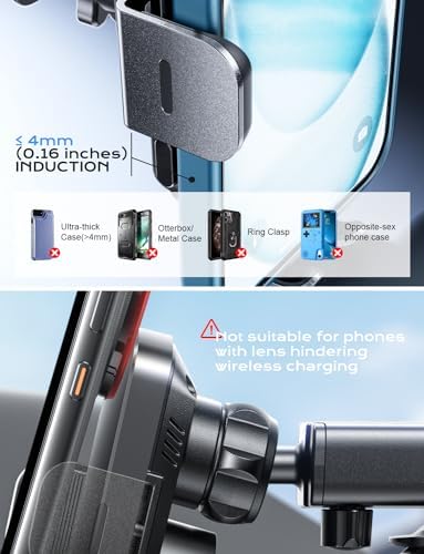 CHGeek 15 W Wireless Car Charger & Auto-Clamping Phone Mount – Fast Qi Charging Solution for i Phone 15/14/13/12/11 Pro Max & Samsung Galaxy S25/S24/S23/S22/S21/S20 – Stylish Pink Design for Modern Drivers – Effortless Device Security & Optimal Viewing Angles
