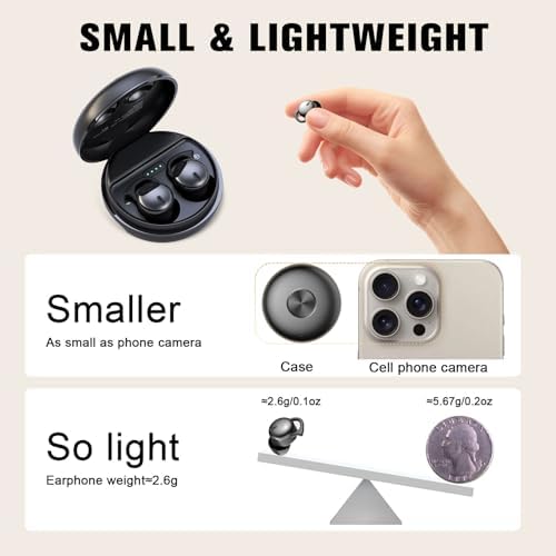 Transform Your Sleep Experience with Mini Wireless Noise Cancelling Earbuds for Side Sleepers – Ultra-Comfortable Bluetooth Design in Skin-Tone Finish for Unmatched Comfort and Device Versatility – Ideal for Restful Nights and Relaxing Moments