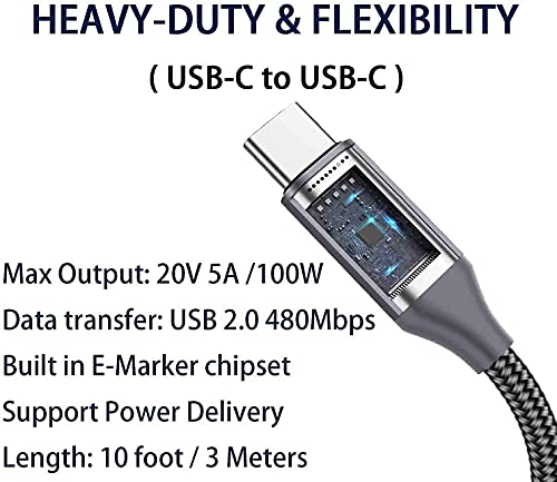 15 FT USB C to USB C Charging Cable – 100 W Fast Power Delivery for i Phone 15 Pro Max, Mac Book Air, i Pad Pro, Samsung Galaxy, One Plus, Google Pixel, PS5 & Xbox – Ultimate Durability and Enhanced Compatibility for Rapid Charging and Data Transfer
