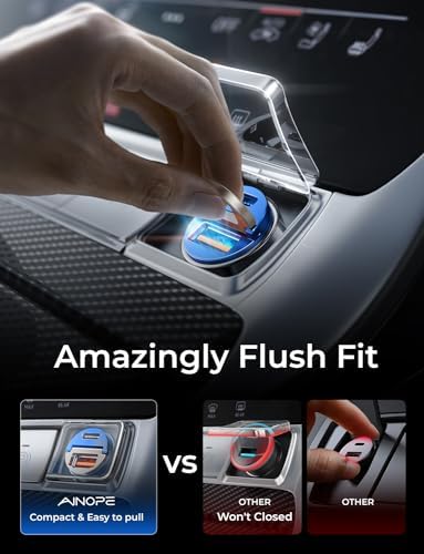 AINOPE 90 W Ultra-Fast Compact Car Charger with Dual USB-C Ports – Innovative Invisible Design for Seamless Integration in Vehicles, Perfect for Samsung Galaxy S25/S24 Ultra Plus & i Phone 16/15/14/13/12 Pro Max – Enhance Your Charging Experience on the Go