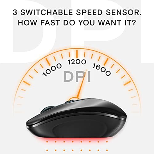Silent Wireless Mouse for Laptop – Compact Cordless Travel Mouse with Quiet Click Technology, 3 Adjustable DPI Levels (800, 1200, 1600) – Ideal for PC and Chromebook Users, Perfect for Office and On-the-Go Efficiency – Enhanced USB 2.4 GHz Connectivity in Sleek Black Design