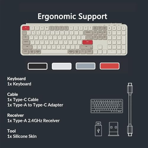 Keychron B6 Pro Ultra-Slim Wireless Keyboard – Triple-Mode Connectivity with Bluetooth 5.2, Lightweight Quiet Keys, Full Numeric Keypad for Enhanced Productivity on Mac & Windows – Sleek Space Gray Design for Modern Workspaces