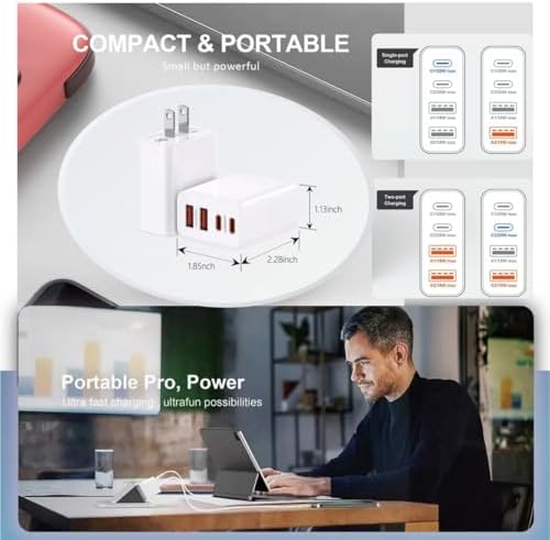 Dual Pack 40 W USB C Wall Charger – Lengon Ga N Multi-Port Power Adapter for i Phone & Samsung – Rapid Charge Technology with Enhanced Safety for Home, Office, and Travel Efficiency