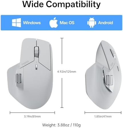 Revolutionize Your Workflow with Rapoo MT760 Multi-Device Wireless Mouse – Effortlessly Connect Up to 4 Devices with Bluetooth 5.0 & 2.4 G, 11 Customizable Buttons, 4 K DPI Precision, and 90 Days of Uninterrupted Battery Life – Perfect for Professionals and Tech Enthusiasts in Sleek Matte Black