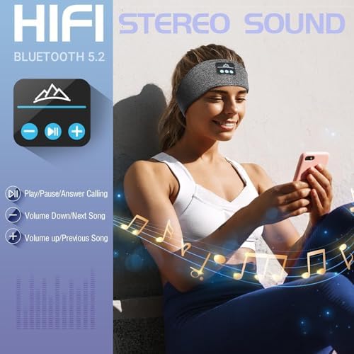 Ultimate Bluetooth Sleep Headphones Headband – Luxurious Dual-Function Music Eye Mask with Comfortable Earbuds for Side Sleepers – Stylish Grey Design Perfect for Restful Nights and Thoughtful Tech Gifts