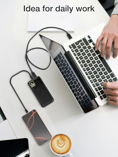 High-Speed Portable Power Bank 10000 m Ah with 22.5 W Fast Charging – USB-C & Dual USB-A Ports for Ultimate Device Compatibility – Lightweight Travel Companion with Smart LED Display & 15-Layer Safety Protection – Ideal for i Phone, i Pad & More