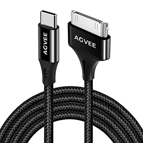AGVEE 6 ft USB-C to 30 Pin Adapter Cable – Dual Pack for i Phone 4/4 S, i Pad 1/2/3, i Pod | Braided Metal Shell, Reliable Charging & Fast Data Transfer | Durable and Tangle-Free Connectivity Solution for Vintage Apple Devices