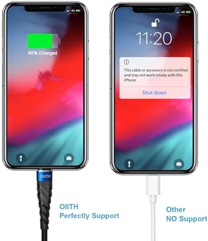 MFi Certified 6 Ft Lightning Charging Cable for i Phone – 3 Pack Fast Charging USB Cord, Durable Design for Enhanced Compatibility with i Phone 12/11/XS/Max/XR/X/8/8 P/7 P/6 & i Pad – Seamless Power-Up Experience
