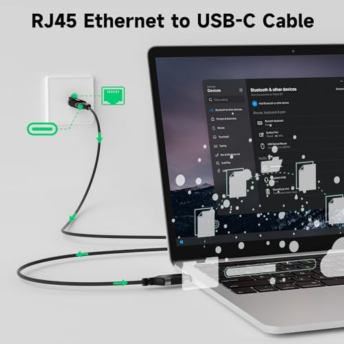 2-in-1 USB 3.1 C Cable 6 FT with Ethernet Adapter, Powerful 4-in-1 Cable, Supports 1Gbps Internet Transmission, 4K@60Hz Video Output, 100W Fast Charging and 10Gbps Data Transfer, Essential for Travel – Enhanced Compatibility and Speed