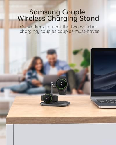 Foldable 2-in-1 Wireless Charger Stand for Samsung Galaxy Watch Ultra/7/6 – Sleek Magnetic Dock for Quick Charging & Smartwatch Convenience, Compatible with All Models Including Active 2 and Classic Series