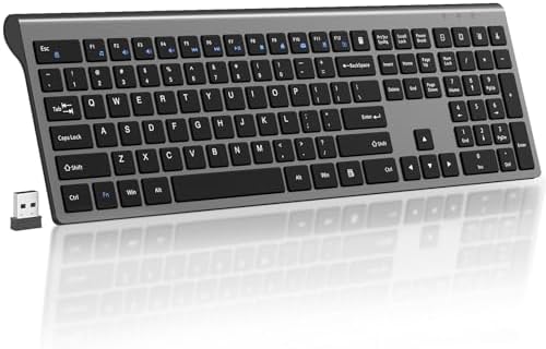 Ultra-Slim 2.4 G Wireless Keyboard with Numeric Keypad – Silent Ergonomic Design for Effortless Typing on PC & Mac, Plug-and-Play USB Receiver, Scissor Switch Technology for Enhanced Comfort and Speed
