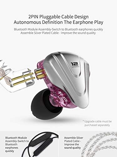 Kinboofi KZ ZSX Hybrid In-Ear Monitor Earbuds – Premium 5 Balanced Armature and 1 Dynamic Driver IEMs with Zinc Alloy Faceplate, Detachable 2-Pin Cable, and Ergonomic Design for Superior Comfort and Audio Clarity in Striking Purple Finish