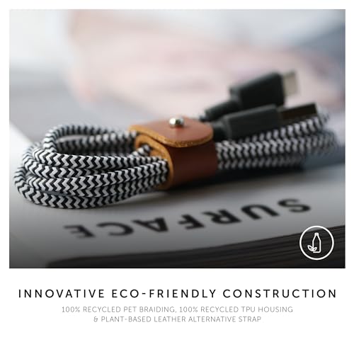 Native Union Belt Cable XL 10 ft USB-C to USB-A – Ultra-Durable Charging Solution with Leather Organizer for i Phone 16, Samsung Galaxy Z Fold 6, Pixel 9 Pro & More – Maximize Speed & Style with Tangle-Free Design