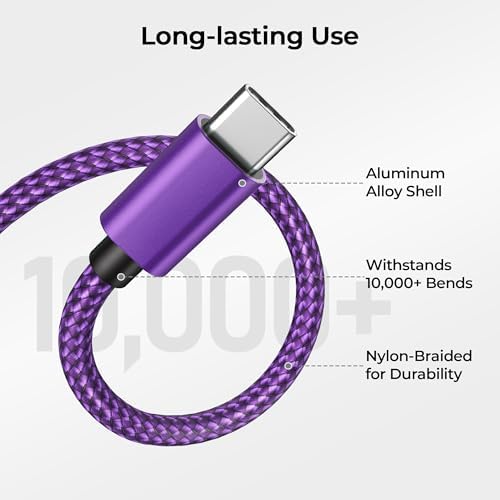 Premium Car Play Charging Cable Set for i Phone 16/15 Pro Max – 3-Pack (3.3 FT, 6.6 FT, 10 FT) USB A to USB C – Fast Data Transfer & Durable Design for i Pad Pro, Air Pods, Galaxy S24/S23/S22 & More – Enhanced Compatibility for Effortless Connectivity and Navigation