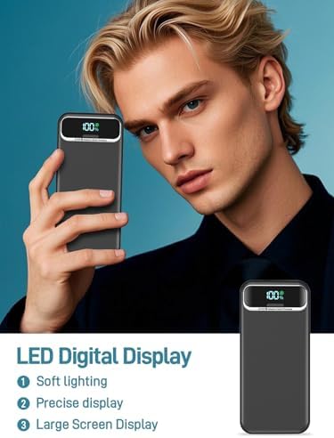 Ultimate 20,000 m Ah Portable Charger with Built-in Cables & AC Plug – Super Fast PD20 W & SCP22.5 W USB-C Power Bank for Quick Device Charging – LED Display & Universal Compatibility for i Phone, Samsung & More – Essential Travel Accessory for On-the-Go Power Solutions