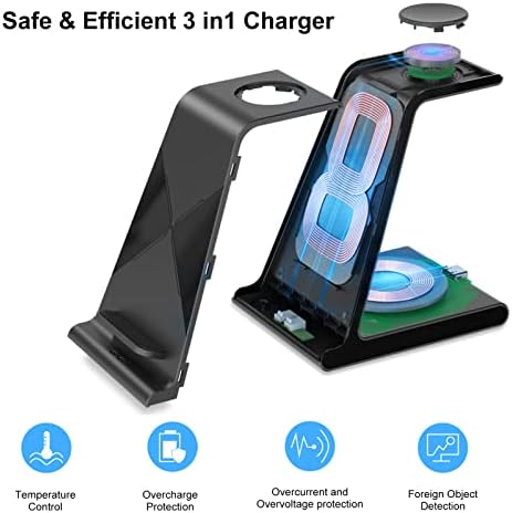 Ultra-Fast 3-in-1 Wireless Charging Dock for Samsung Galaxy Devices – Sleek Space-Saving Charger for Galaxy S25 Ultra, S24, S23, Note 20, Z Flip 6 & Fold 6 – Efficient Power Station for Galaxy Watch Ultra/7/6/5 & Galaxy Buds Pro with Overheat Protection and Modern Design for Home or Office