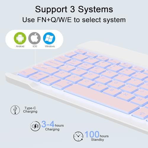 Sleek Wireless Keyboard and Mouse Combo – Rechargeable Bluetooth & 2.4 GHz USB for i Pad, Smartphone, PC & Laptop – Ergonomic Design for Ultimate Comfort in White – Elevate Your Workspace Efficiency!