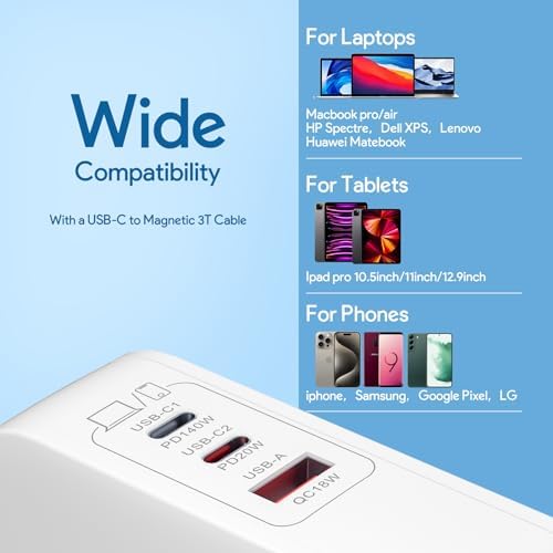 Ultra-Fast 96 W Mac Book Pro Charger with 6.6 ft Magnetic USB-C Cable – Compatible with 2021-2025 Mac Book Pro 14″/16″ & Mac Book Air 13″/15″ Models – Magnetic Connection for Secure Charging & Armor-Weave Durability – Lightning Speed Power Boost for M1/M2/M3/M4 Chipsets – 365-Day Warranty for Peace of Mind