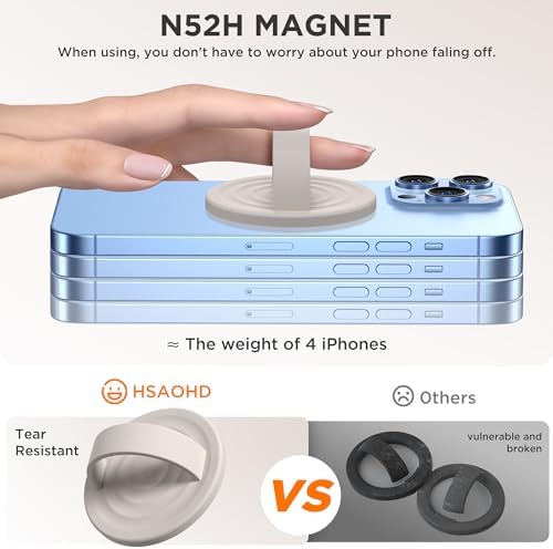 Upgraded Magnetic Phone Grip for i Phone: Premium Silicone Loop Holder with Mag Safe Compatibility – Ergonomic 360-Degree Stand, Non-Slip Design in Sleek Black for Enhanced Comfort and Secure Handling on i Phone 16/15/14/13/12 Pro Max/Plus
