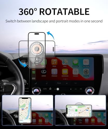 Lexus NX/RX Hybrid 2022-2025 Premium Wireless Charging Phone Holder – 360° Rotating Car Mount with Mag Safe Compatibility for 9.8-Inch Displays – Ultimate Convenience and Secure Access for Modern Drivers