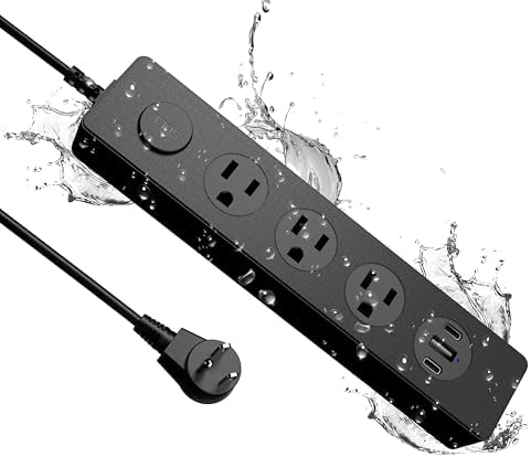 Ultimate IPX9 Weatherproof Outdoor Power Strip with 3 Outlets & 3 USB Ports (2 USB-C) – 5.18 FT Heavy-Duty Extension Cord for Versatile Power Solutions in Garden, Bathroom, Kitchen, Garage, and Office – Reliable Surge Protection & Fast Charging for All Devices