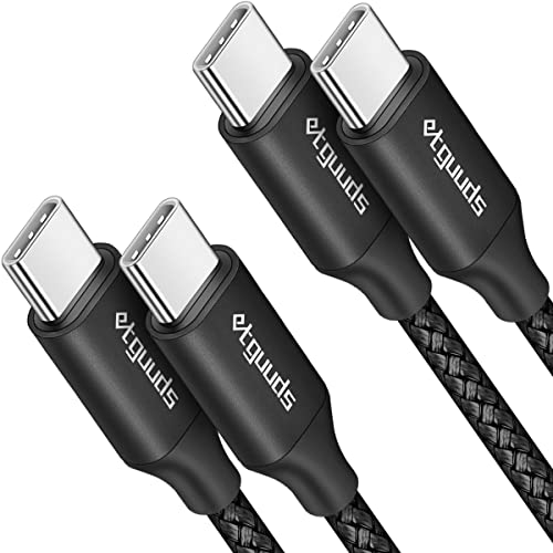 etguuds 12 ft USB C to USB C Cable 2-Pack – 60 W Fast Charging & Data Transfer Cord for i Phone 15 Pro Max/Plus, Mac Book, Samsung Galaxy S24/S23/S22, Pixel – Durable Nylon Braided Design for Ultimate Compatibility and Convenience