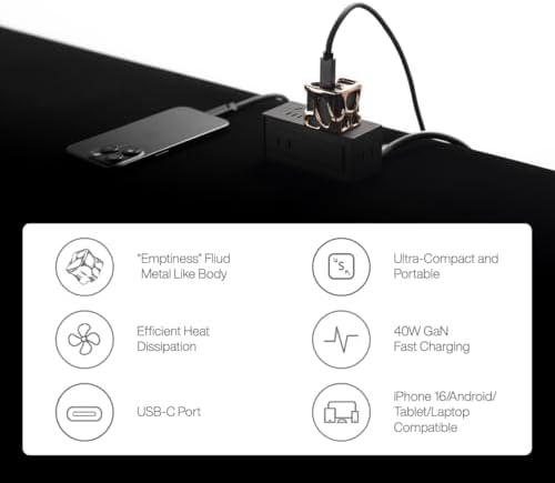 Ultra-Fast 40 W Ga N USB C Charger Block – Emptiness Portable Charging Solution for i Phone 15, i Pad, Galaxy & Android Devices – Lightweight Design with Advanced Safety Features for Rapid, Efficient Power On-the-Go