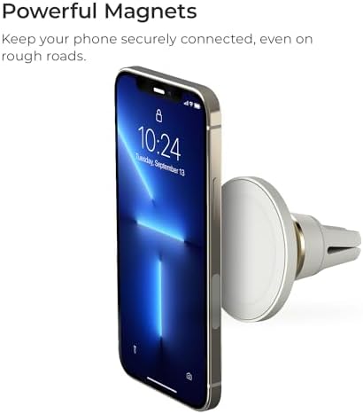 i Ottie Velox Universal Magnetic Air Vent Phone Mount – Enhanced Mag Safe Compatibility for i Phone 12-16 & Android Devices with Included Adapter – Secure Silicone Grip for Hands-Free Navigation and Easy Access
