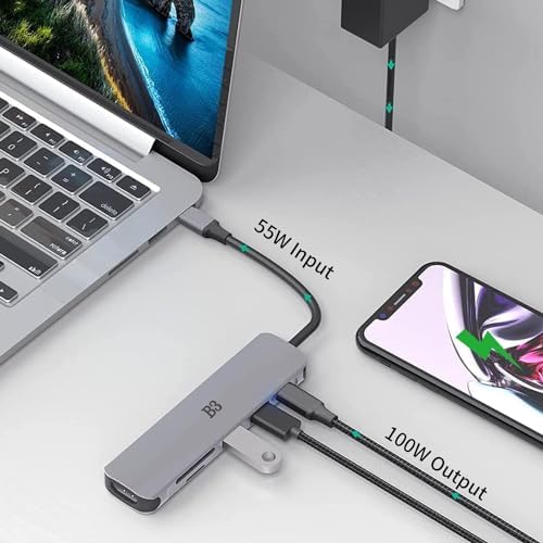 Maximize Your Device Connectivity with Our 7-in-1 USB C Hub to HDMI Adapter – High-Speed Multi-Port Dongle for Mac Book Pro, i Pad Pro, Surface & More – 4 K HDMI Output, 100 W Power Delivery, USB 3.0/2.0, SD/TF Card Readers for Effortless Data Transfer and Enhanced Productivity – Ideal for Professionals & Creatives Seeking Reliable Performance and Seamless Multi-Device Integration
