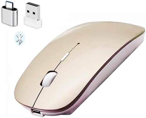 Sleek Bluetooth Wireless Mouse for Mac, Windows & i Pad – Ergonomic Design, High-Precision Navigation, Rechargeable & Dual-Mode Compatibility (Gray & Black) – Elevate Your Productivity with Clutter-Free Connectivity