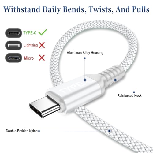 Basesailor 10 ft USB C to USB C Power Delivery Charging Cable – 100 W Fast Charger for i Phone 16/15 Pro Max, Mac Book, i Pad Air 4/5, Mini 6, and Samsung Galaxy S22/S23/S24/S25 – Durable 2 Pack for Enhanced Speed and Efficiency