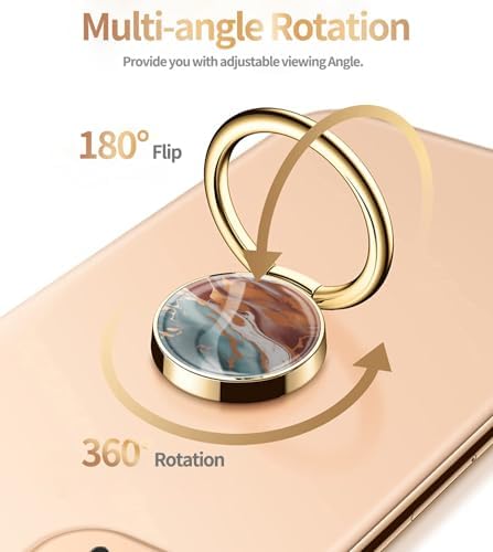 Blue Butterfly Marble Pattern Cell Phone Ring Stand – 360° Rotating Finger Holder for Secure Grip and Versatile Kickstand, Compatible with All Smartphones Including i Phone and Samsung Galaxy, Perfect for Magnetic Car Mounts