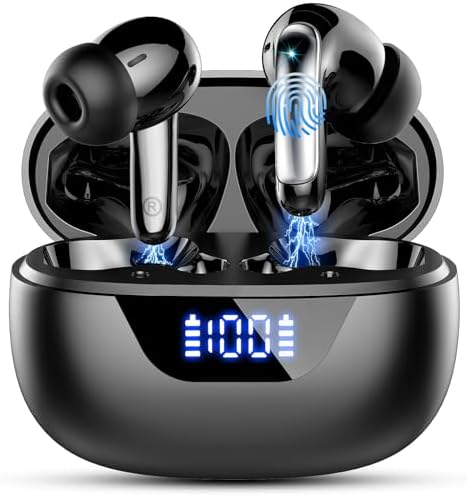 Premium Bluetooth 5.3 Wireless Earbuds – 48-Hour Playtime for Uninterrupted Sound – Exceptional Noise Cancellation for Clear Conversations – IPX7 Waterproof for Active Lifestyles – LED Charging Case for Effortless Battery Management – Deep Bass Performance Ideal for Audiophiles – Effortless Connectivity with Android & i OS Devices – The Ultimate Choice for Music Lovers and Professionals in Virtual Settings