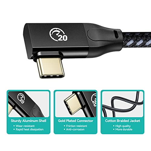 Yottamaster 1.65 ft USB C to USB C Cable – 100 W Fast Charging & 20 Gbps High-Speed Data Transfer, 4 K@60 Hz Video Support, Right Angle Design for Enhanced Versatility with Phones, Laptops & Tablets – Ultimate Connectivity Solution for Power Users