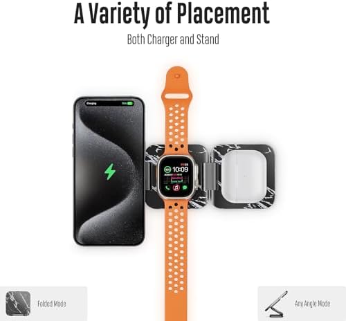 Revolutionary 3-in-1 Fast Wireless Charging Station – Magnetic & Foldable for Seamless Charging of i Phone 16/15/14/13/12/Pro/Max, Apple Watch 9/8/7/6/5/4/3/SE, and Air Pods 3/2/Pro – Compact, Portable, and Efficient 5 W Power Solution for the Modern User
