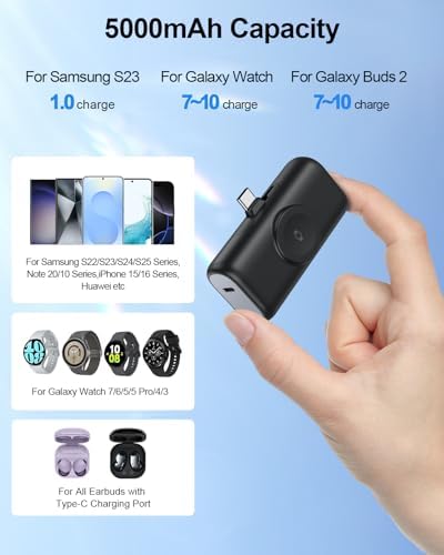 Ultra-Compact 5000 m Ah 2-in-1 Power Bank with 15 W USB-C Fast Charging – Sleek Foldable Charger for i Phone 16/15/Pro/Pro Max & Samsung Galaxy Series – Dual Device Charging with Enhanced Safety Features for Ultimate On-the-Go Convenience