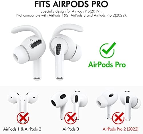 Aha Style Silicone Ear Hooks for Air Pods Pro – 3 Pairs of Anti-Slip Covers with Storage Pouch – Premium Earbud Accessories for Enhanced Comfort and Stability During Activities – Durable, Custom Fit Compatible with Apple Air Pods Pro (White)