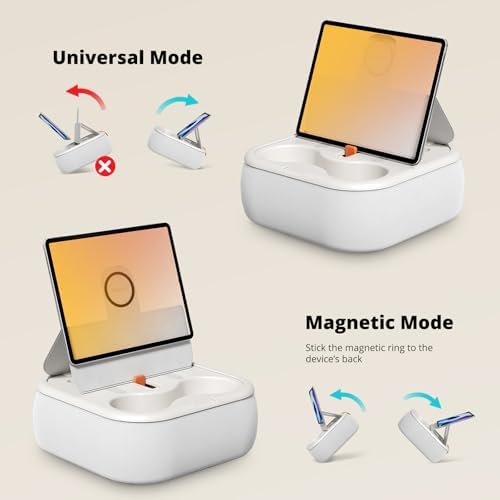 Ultimate Magnetic Tablet Pillow Stand – Ergonomic Lap Holder with Dual Magnetic Rings for Secure Device Support, Compatible with 4-13″ Tablets, Phones, and Kindles, Cozy and Lightweight Design for Home, Travel, and Office Use in Sleek Black